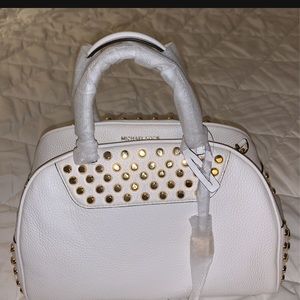 Authentic White Medium Michael Kors Bag with Strap